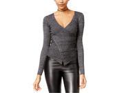 Material Girl Womens Wrap Front Ribbed Pullover Sweater charcoal XL