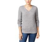 Karen Scott Womens Marled Cable Knit Sweater wintrwhtemarl 2XL