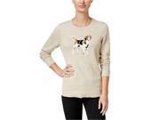 Charter Club Womens Dog Graphic Knit Sweater fawnhthrcmb XL