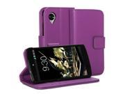 Purple PU Leather Flip Slim Fit Wallet Purse Stand Case Cover for Google Nexus 5 with 3 card slots and money pocket