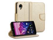 Champagne Gold Natural Silk Pattern PU Leather Flip Slim Fit Wallet Purse Stand Case Cover for Google LG Nexus 5
