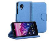 Bluebird Blue Natural Silk Pattern PU Leather Flip Slim Fit Wallet Purse Stand Case Cover for Google LG Nexus 5