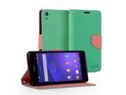 Wallet Case Classic for Sony Xperia Z2 Sirius Mint Green Pink Wallet Stand Case Cover w 2 Card Slots Money Pocket