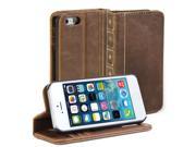 iPhone 5s 5 Case GMYLE Book Wallet Case Vintage Brown PU Leather Flip Cover