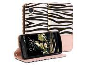 Wallet Case Simple for Google Nexus 5 Pale Pink Zebra Pattern Slim Fit Protective Folio Wallet Stand Case Cover