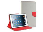 Wallet Case Classic for iPad Mini 2 with Retina Display Silver Grey Red Cross Pattern Slim Flip Stand Cover