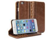 Book Case Vintage for iPhone 6 Brown Classic Crazy Horse Pattern Protective Book style Flip Folio Stand Case Cover