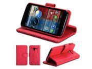 GMYLE R Metallic Red PU Leather Slim Fit Wallet Purse Stand Case for Motorola Moto X