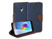 GMYLEWallet Case Classic for Meizu MX3 Navy Blue Brown Cross Pattern Slim Wallet Case Flip Stand Cover