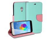 GMYLEWallet Case Classic for Meizu MX3 Mint Green Pink Cross Pattern Slim Wallet Case Flip Stand Cover