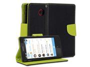 Black Wasabi Green with Cross Pattern Protective Flip Folio Slim Fit Wallet Stand Case Cover for Nokia X X