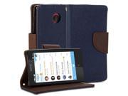 Navy Blue Brown with Cross Pattern Protective Flip Folio Slim Fit Wallet Stand Case Cover for Nokia X X