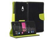 GMYLEWallet Case Classic for Nokia XL Black Wasabi Green Cross Pattern Slim Wallet Case Flip Stand Cover