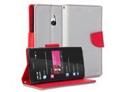 GMYLE R Wallet Case Classic for Nokia XL Silver Grey Red Cross Pattern PU Leather Slim Wallet Case Flip Stand Cover