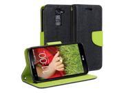 GMYLEWallet Case Classic for LG G2 mini Black Wasabi Green Cross Pattern Slim Wallet Case Flip Stand Cover