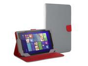GMYLE R Wallet Case Classic for Dell Venue 8 Pro Silver Grey Red Cross Pattern PU Leather Slim Stand Case Cover