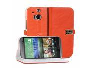 GMYLE R Orange PU Leather Folio Slim Wallet Stand Case Cover for HTC One M8
