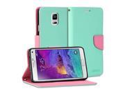 Wallet Case Classic for Samsung Galaxy Note 4 IV N910 Mint Green Pink Cross Pattern Slim Stand Case Cover