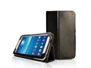 TM Black PU Leather Slim Folio Magnetic Flip Stand Case Cover with elastic hand strap for Samaung Galaxy Tab 3 7 inch