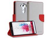 GMYLE R Wallet Case Classic for LG G3 Silver Grey Red Cross Pattern PU Leather Slim Wallet Case Flip Stand Cover