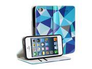 iPhone 5S Case iPhone 5 Case GMYLE Geometric Wallet Case for iPhone 5 5S Blue PU Leather Stand Cover