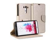 GMYLE Wallet Case Classic for LG G3 Champagne Gold Natural Silk Pattern PU Leather Slim Stand Case Cover