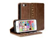 GMYLE Book Wallet Case Vintage for iPhone 5c Brown PU Leather Stand Cover