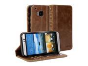GMYLE Book Case Vintage With TPU Case Cover for HTC One M9 Brown PU Leather Book style Flip Slim Fit Case Cove