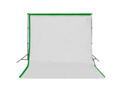 Square Perfect Background Stand with 6 x 9 White Green Screen Muslin Backdrops