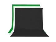 Square Perfect 10 x 20 Ft. 3 Pack Muslins White Black Green Photo Backdrop