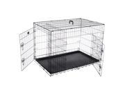 Pet Trex 42 Folding Pet Crate Double Door Kennel Wire Cage for Dogs Cats or Rabbits