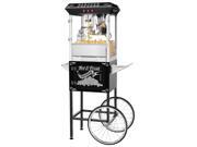 Superior Black 8oz Hot Fresh Style Popcorn Popper Machine w Cart 8 Ounce