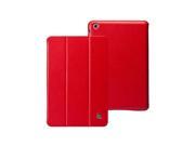 Jisoncase Classic Red Premium Leatherette Smart Cover Case for iPad mini