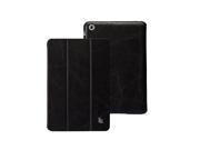 Jisoncase Vintage Black Genuine Leather Smart Cover Case for iPad mini 2 with Retina Display