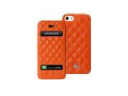 Jisoncase Quilted Genuine Leather iPhone 5 Flip Case JS IP5 002D Orange