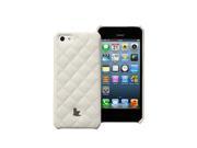 Jisoncase Quilted Genuine Leather iPhone 5 Wallet Case JS IP5 001D White