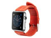 Jisoncase Vintage Red Genuine Leather Strap Wristband with Free Adapters for Apple Watch 38mm JS AW3 05A30