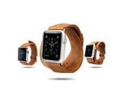 Jisoncase Vintage Brown Genuine Leather Interchangeable 4 Piece iWatch Strap Set for Apple Watch 42mm JS AW4 12A20