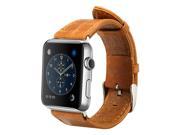 Jisoncase Vintage Brown Genuine Leather Strap Wristband With Free Adapters for Apple Watch 42mm JS AW4 06A20