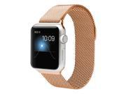 Jisoncase Rose Gold Stainless Steel Metal Strap Loop Woven Bracelet iWatch Band with Magnet Lock for Apple Watch 42mm JS AW4 14P87