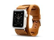 Jisoncase Vintage Brown Genuine Leather Cuff iWatch Strap for Apple Watch 38mm JS AW3 08A20