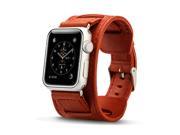 Jisoncase Vintage Red Genuine Leather Cuff iWatch Strap for Apple Watch 38mm JS AW3 08A30