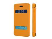 Jisoncase Yellow Premium Leatherette Folio Case with Quick Access Windows for iPhone se 5 5s JS I5S 01H80