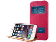 Jisoncase Rose Genuine Natural Leather Case with Fold Stand Quick View Slider Window for iPhone 6 Plus 5.5 JS I6L 06C33