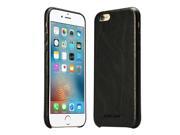 Jisoncase Black Genuine Leather Hard Back Case Slim Fit Protective Cover Snap on Case for iPhone 6 Plus 6s Plus JS I6U 01A10