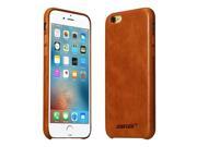 Jisoncase Brown Genuine Leather Hard Back Case Slim Fit Protective Cover Snap on Case for iPhone 6 Plus 6s Plus JS I6U 01A20