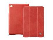 Jisoncase Vintage Red Genuine Leather Smart Cover Case for iPad Mini 4 JS IM4 01A30
