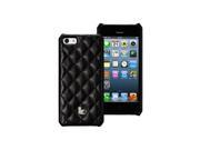 Jisoncase Black Executive Genuine Leather Wallet Case for iPhone SE 5 5s JS IP5 01G10