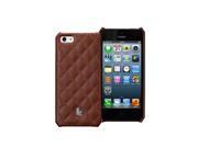Jisoncase Brown Executive Genuine Leather Wallet Case for iPhone se 5 5s JS IP5 01G20