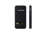 Jisoncase Black Executive Geniune Leather Flip Case for iPhone se 5 5s JS IP5 02B10